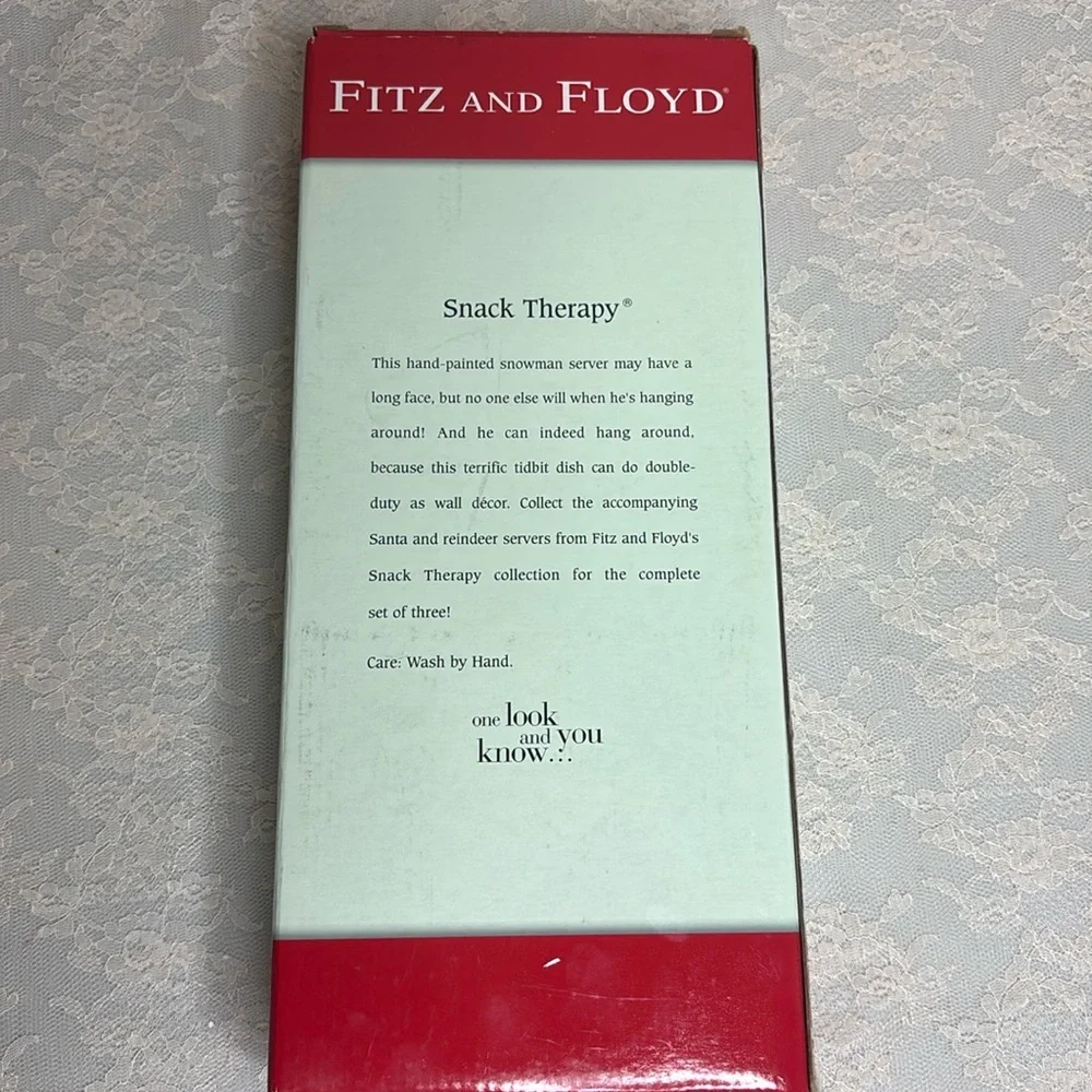 Fitz & Floyd Serving Plate Snack Therapy Snowman Tray Dish Vintage Christmas Red